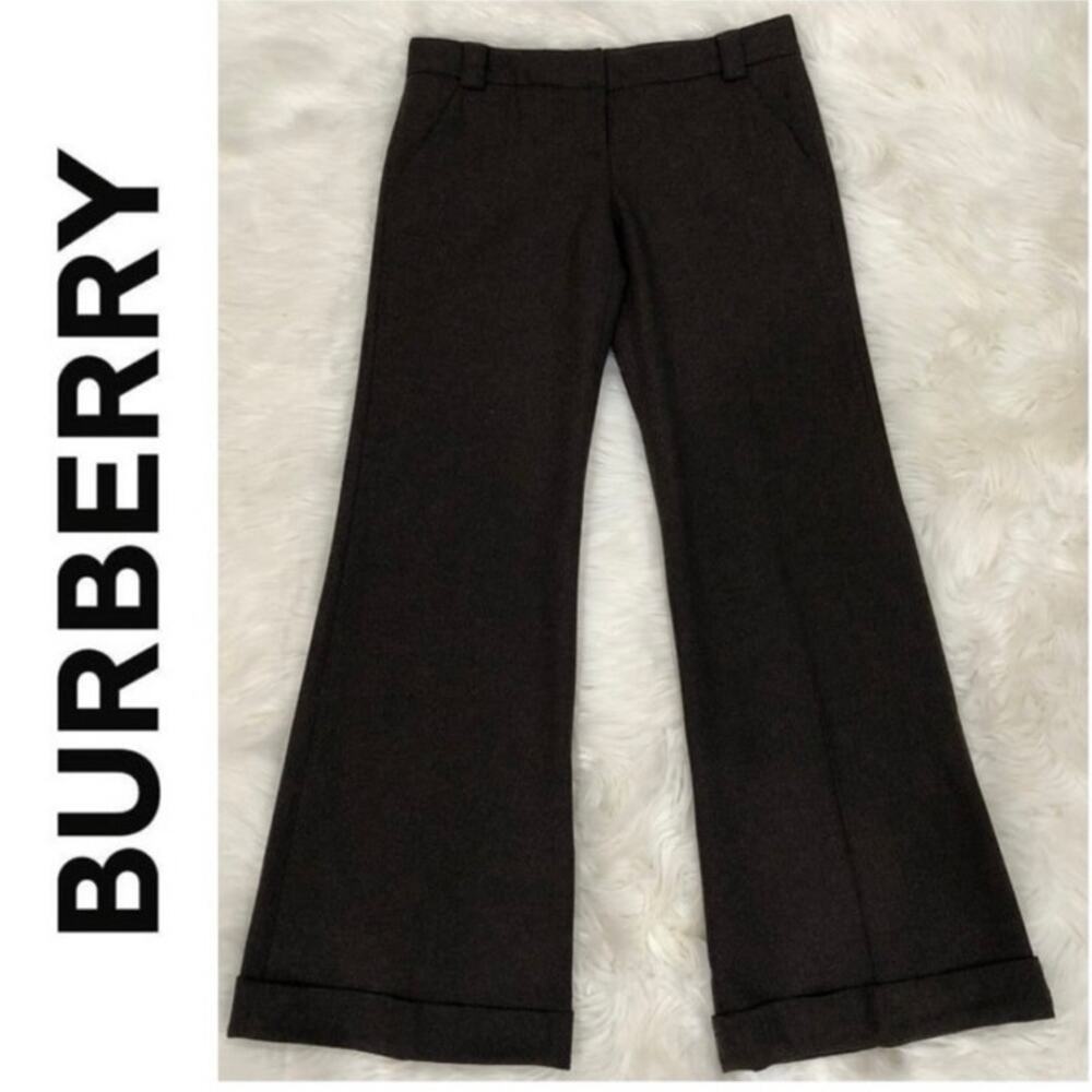 Burberry London Women Wool Cashmere Low-rise Flare Leg Trousers Size 2 in Brown